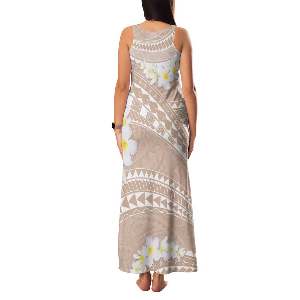 Polynesian Vintage Floral Family Matching Tank Maxi Dress and Hawaiian Shirt Beige Motifs LT7 - Polynesian Pride