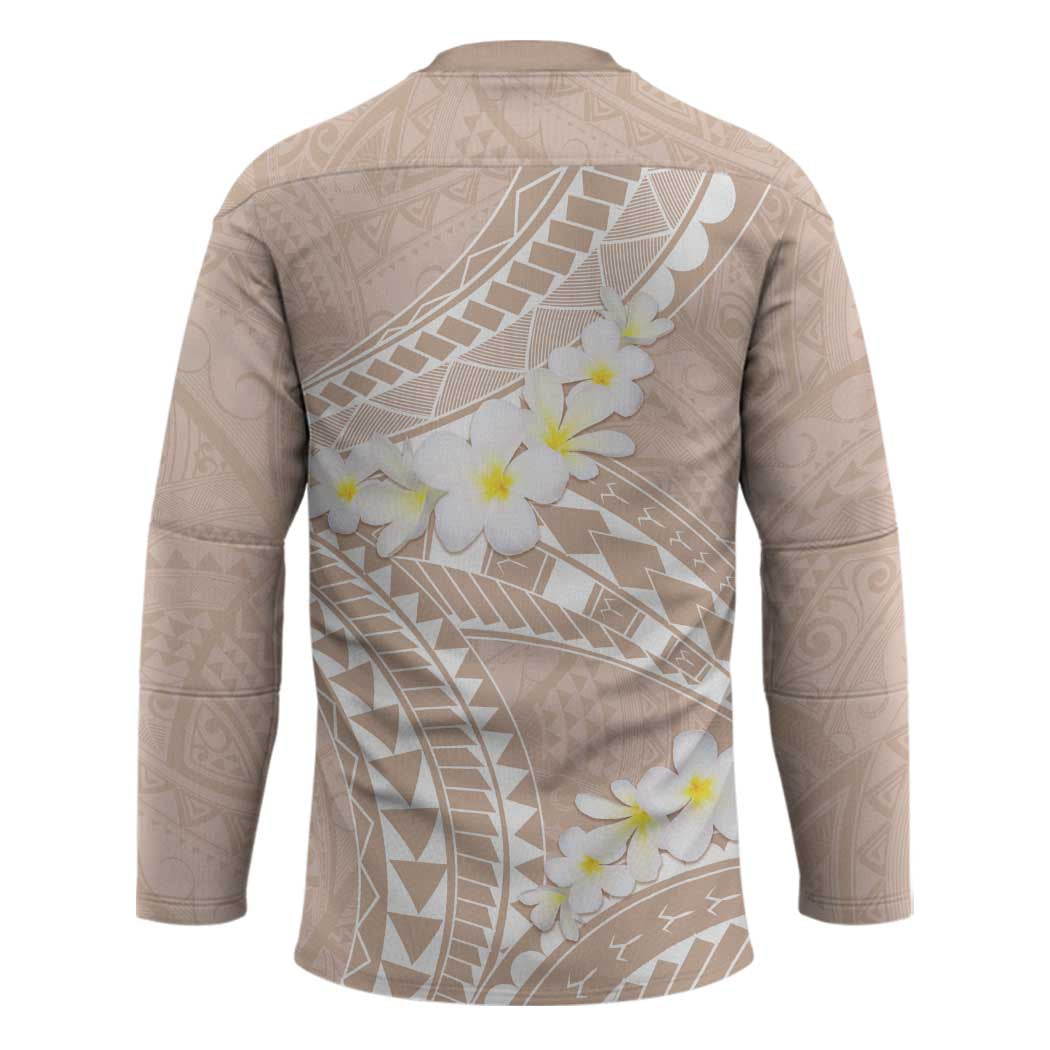 Polynesian Vintage Floral Hockey Jersey Beige Motifs - Polynesian Pride