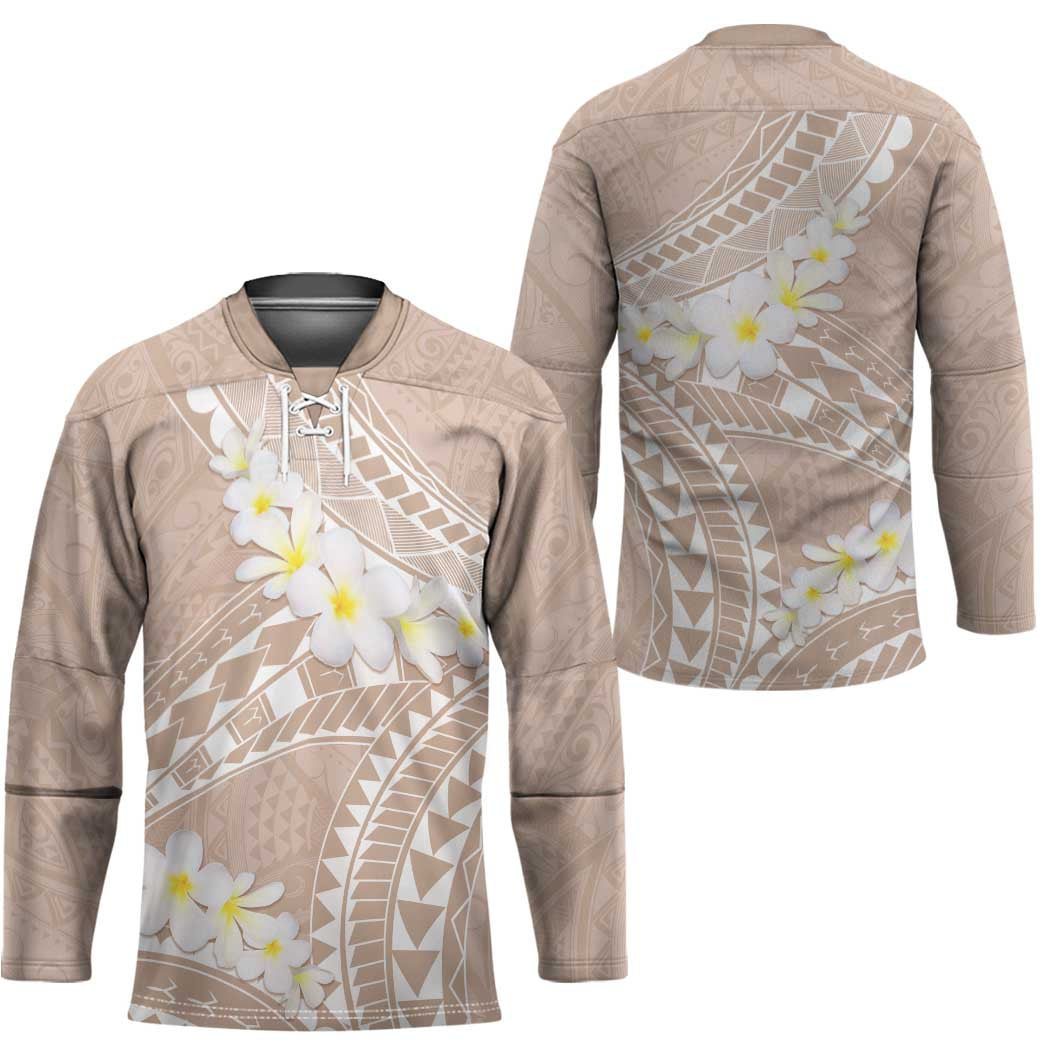 Polynesian Vintage Floral Hockey Jersey Beige Motifs - Polynesian Pride