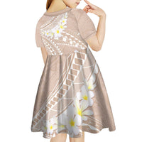 Polynesian Vintage Floral Kid Short Sleeve Dress Beige Motifs - Polynesian Pride