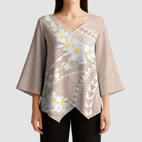 Polynesian Vintage Floral Kimono Sleeve Blouse Beige Motifs - Polynesian Pride