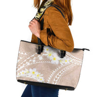 Polynesian Vintage Floral Leather Tote Bag Beige Motifs - Polynesian Pride