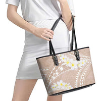 Polynesian Vintage Floral Leather Tote Bag Beige Motifs - Polynesian Pride