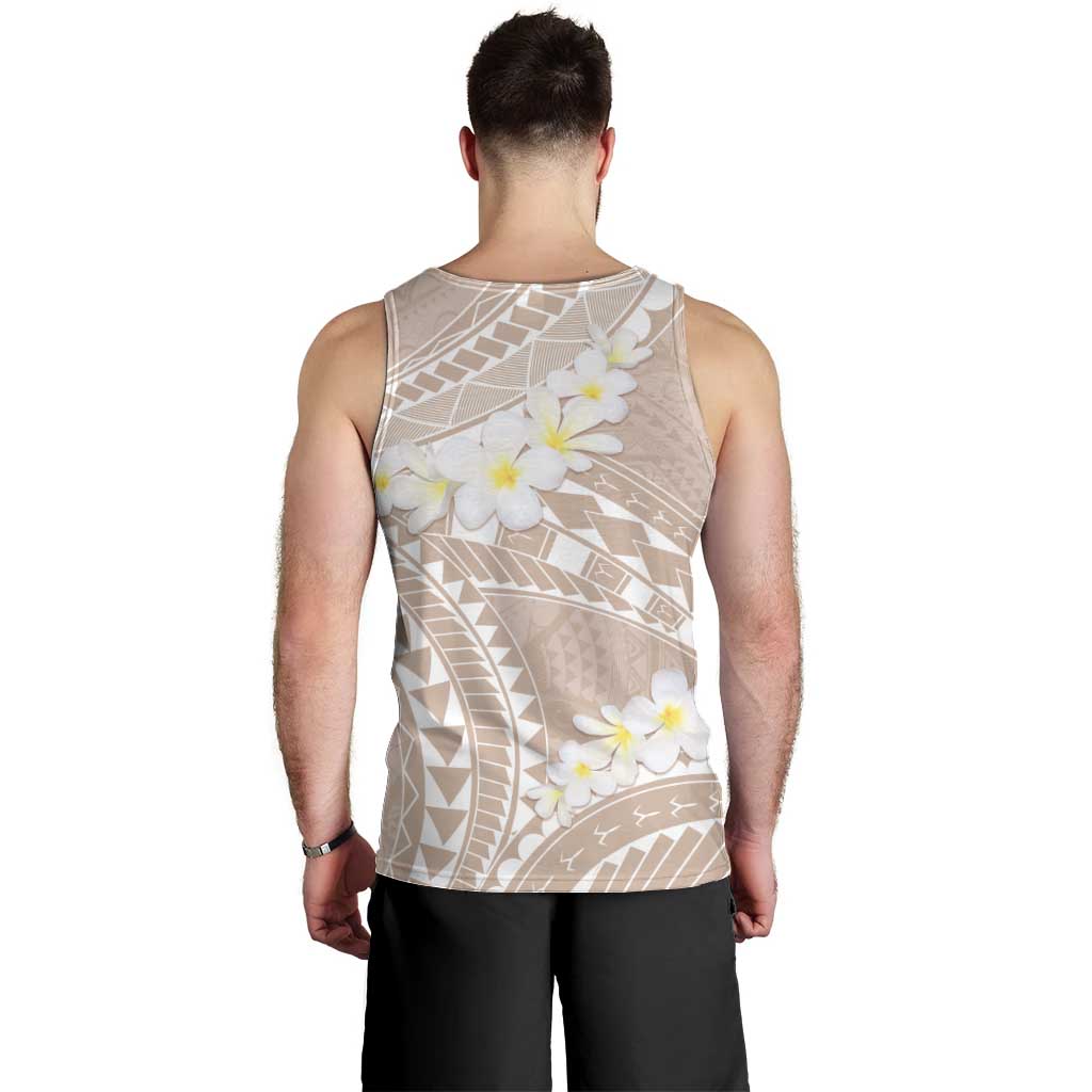 Polynesian Vintage Floral Men Tank Top Beige Motifs - Polynesian Pride