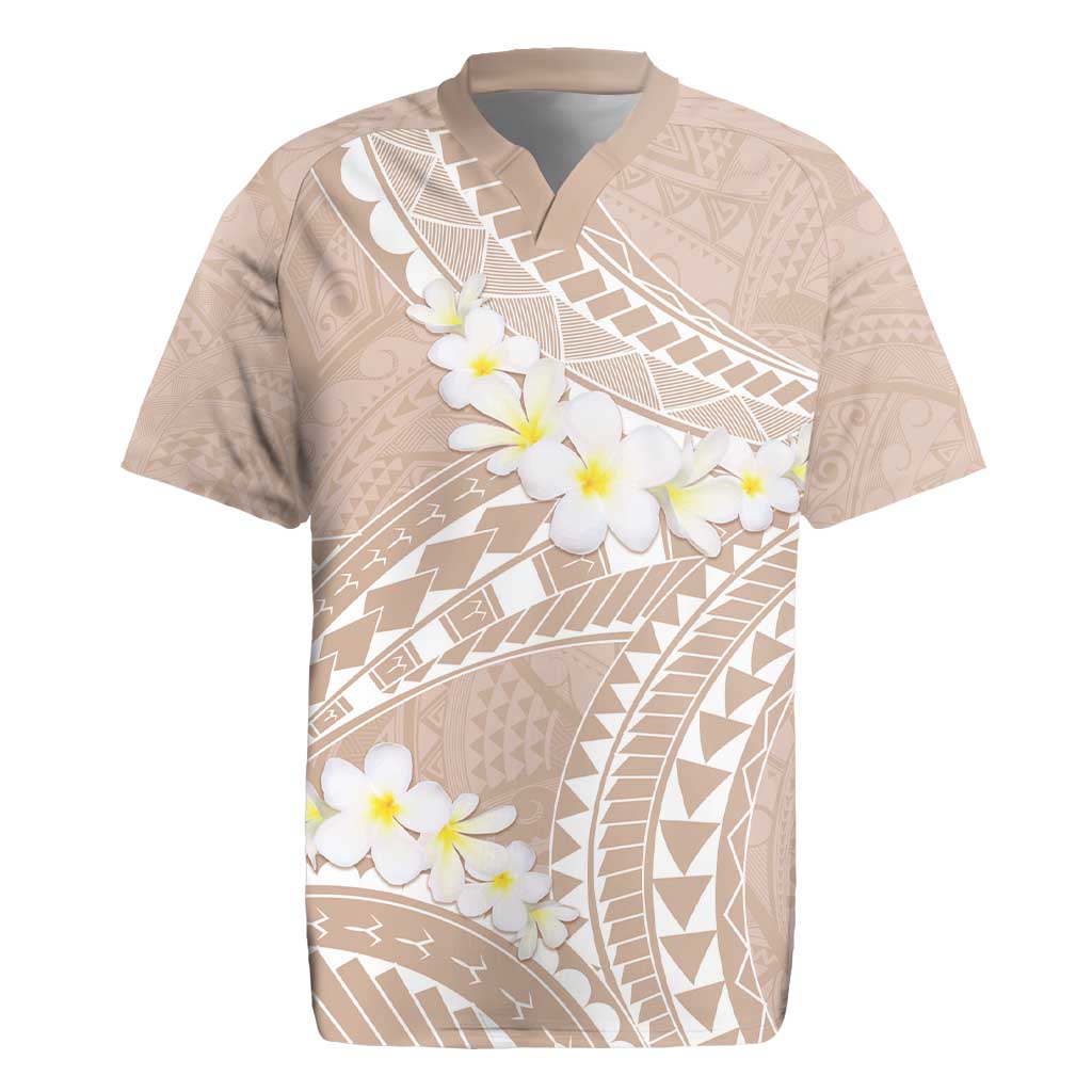 Polynesian Vintage Floral Rugby Jersey Beige Motifs - Polynesian Pride