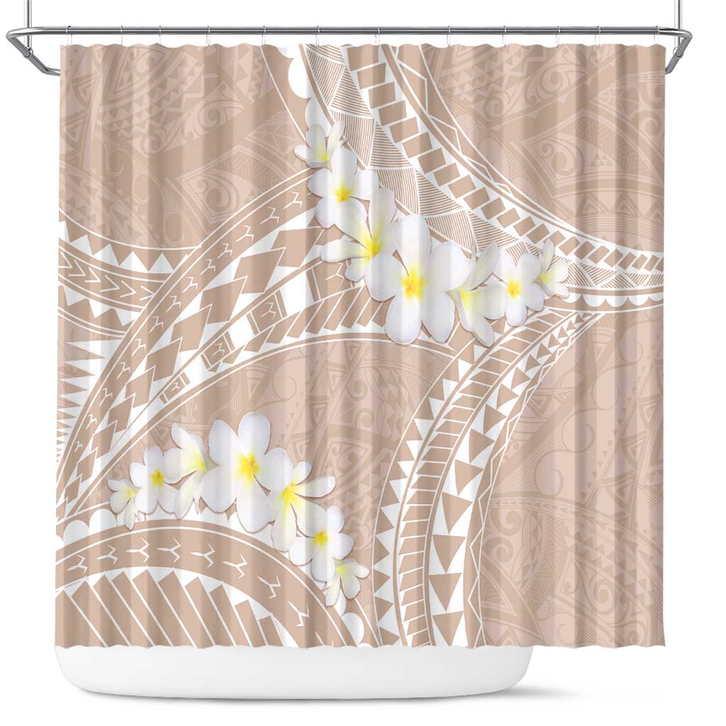 Polynesian Vintage Floral Shower Curtain Beige Motifs - Polynesian Pride