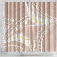 Polynesian Vintage Floral Shower Curtain Beige Motifs - Polynesian Pride