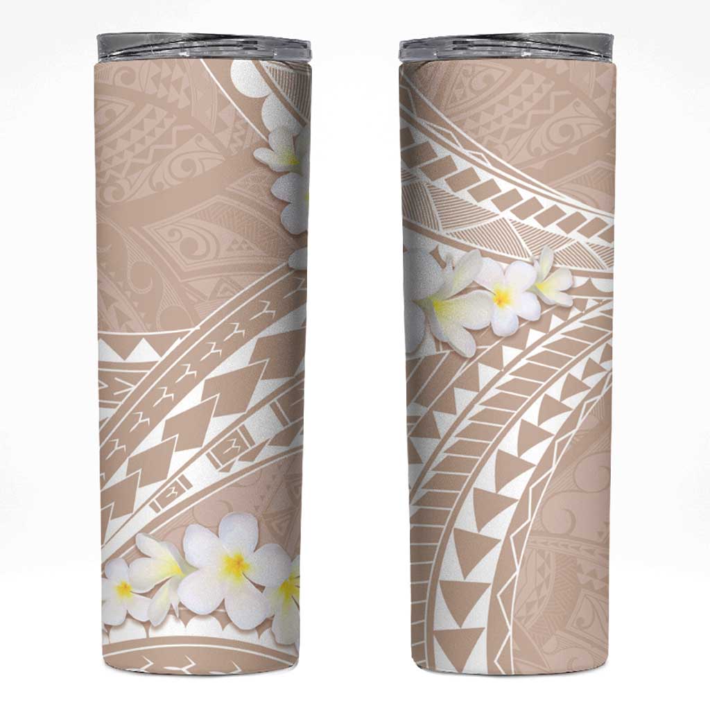 Polynesian Vintage Floral Skinny Tumbler Beige Motifs - Polynesian Pride