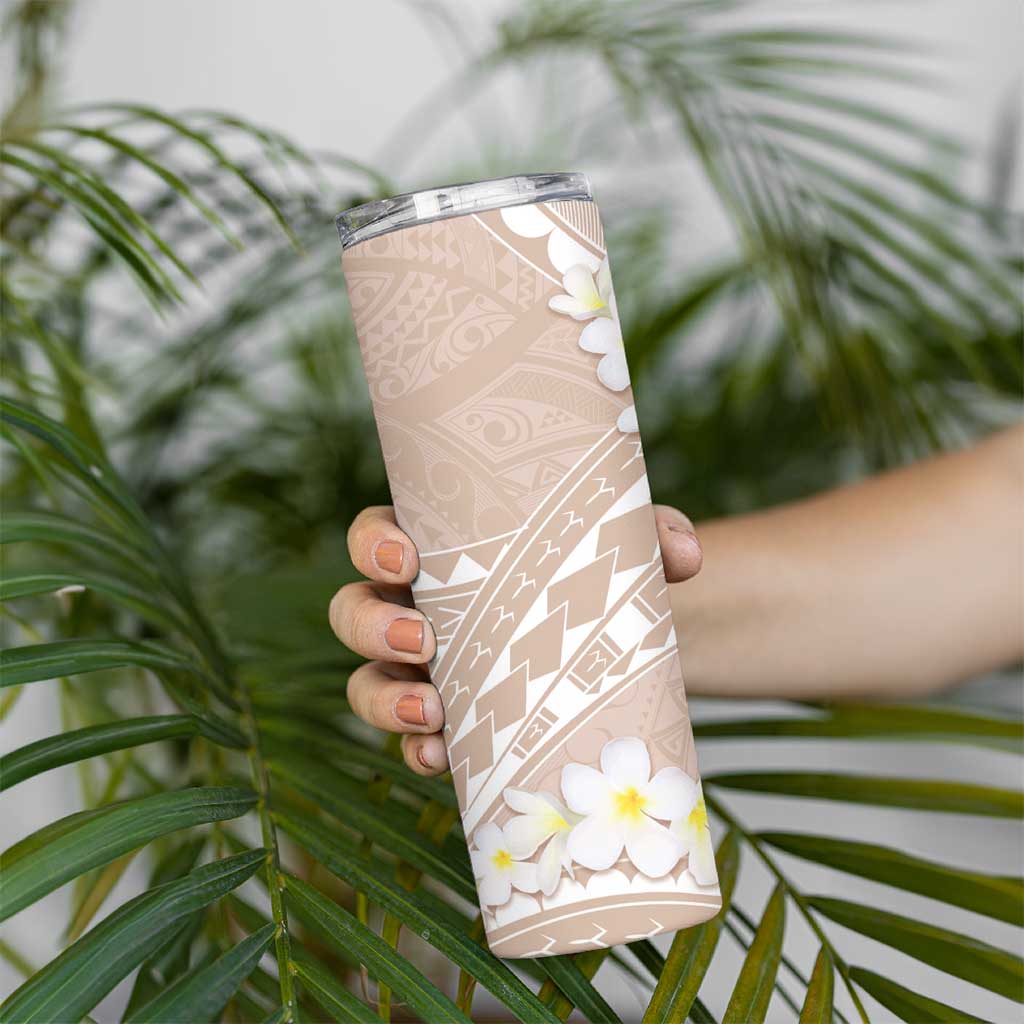 Polynesian Vintage Floral Skinny Tumbler Beige Motifs - Polynesian Pride