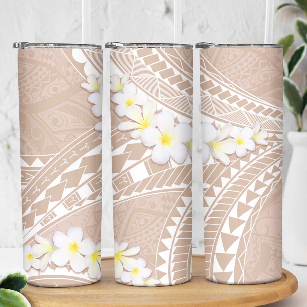 Polynesian Vintage Floral Skinny Tumbler Beige Motifs - Polynesian Pride