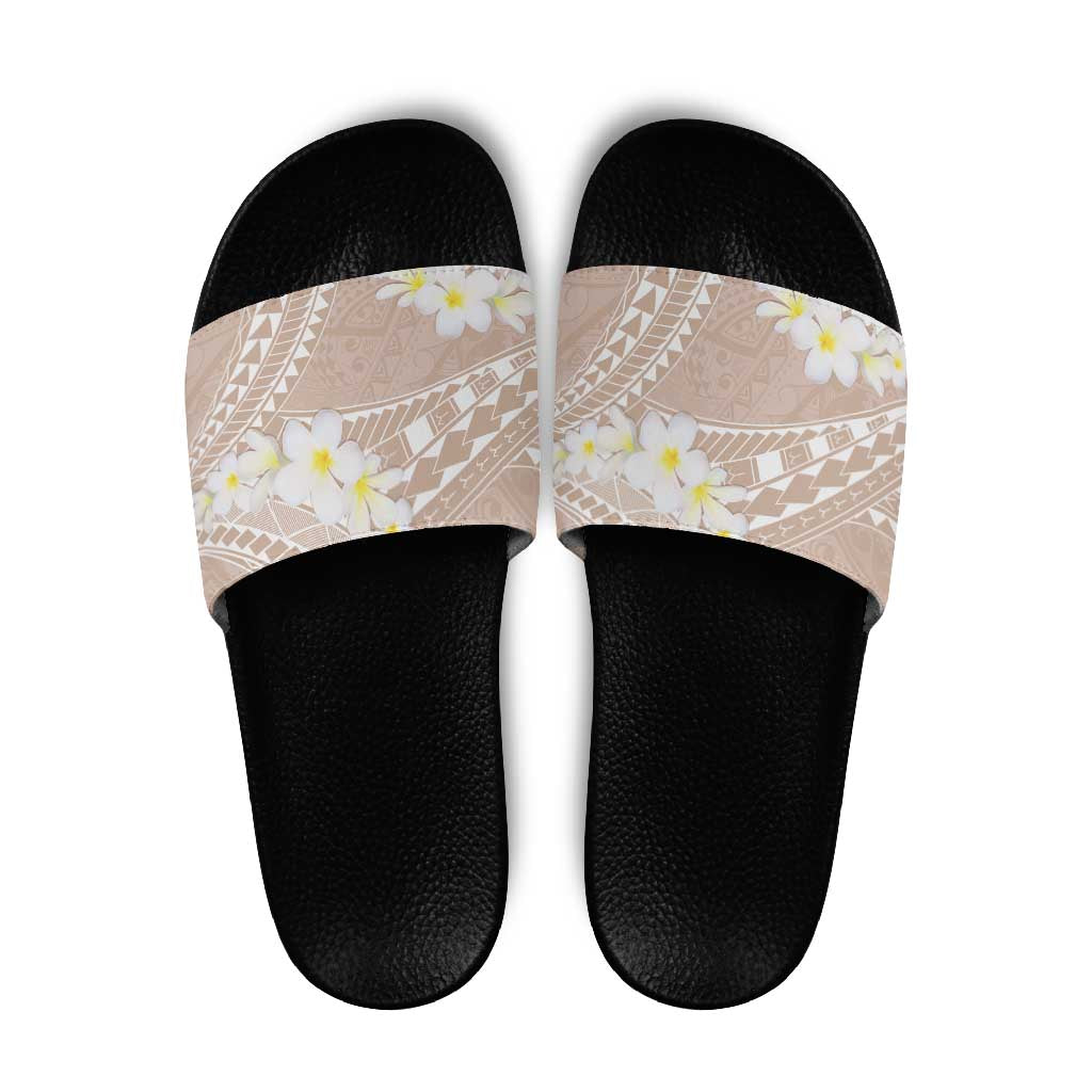 Polynesian Vintage Floral Slide Sandals Beige Motifs LT7 Beige - Polynesian Pride