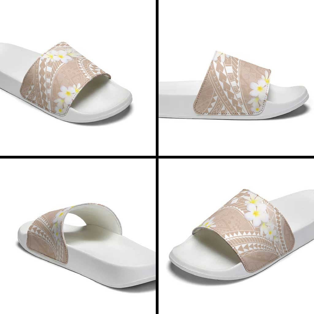 Polynesian Vintage Floral Slide Sandals Beige Motifs LT7 - Polynesian Pride