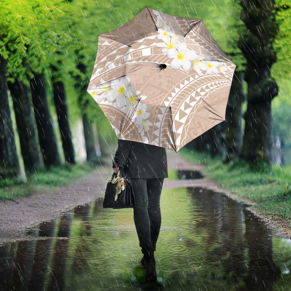 Polynesian Vintage Floral Umbrella Beige Motifs - Polynesian Pride