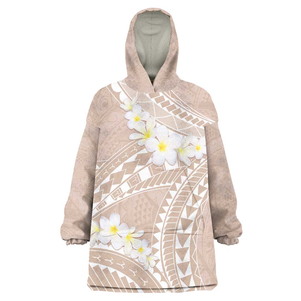 Polynesian Vintage Floral Wearable Blanket Hoodie Beige Motifs - Polynesian Pride