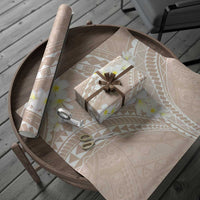 Polynesian Vintage Floral Wrapping Paper Beige Motifs