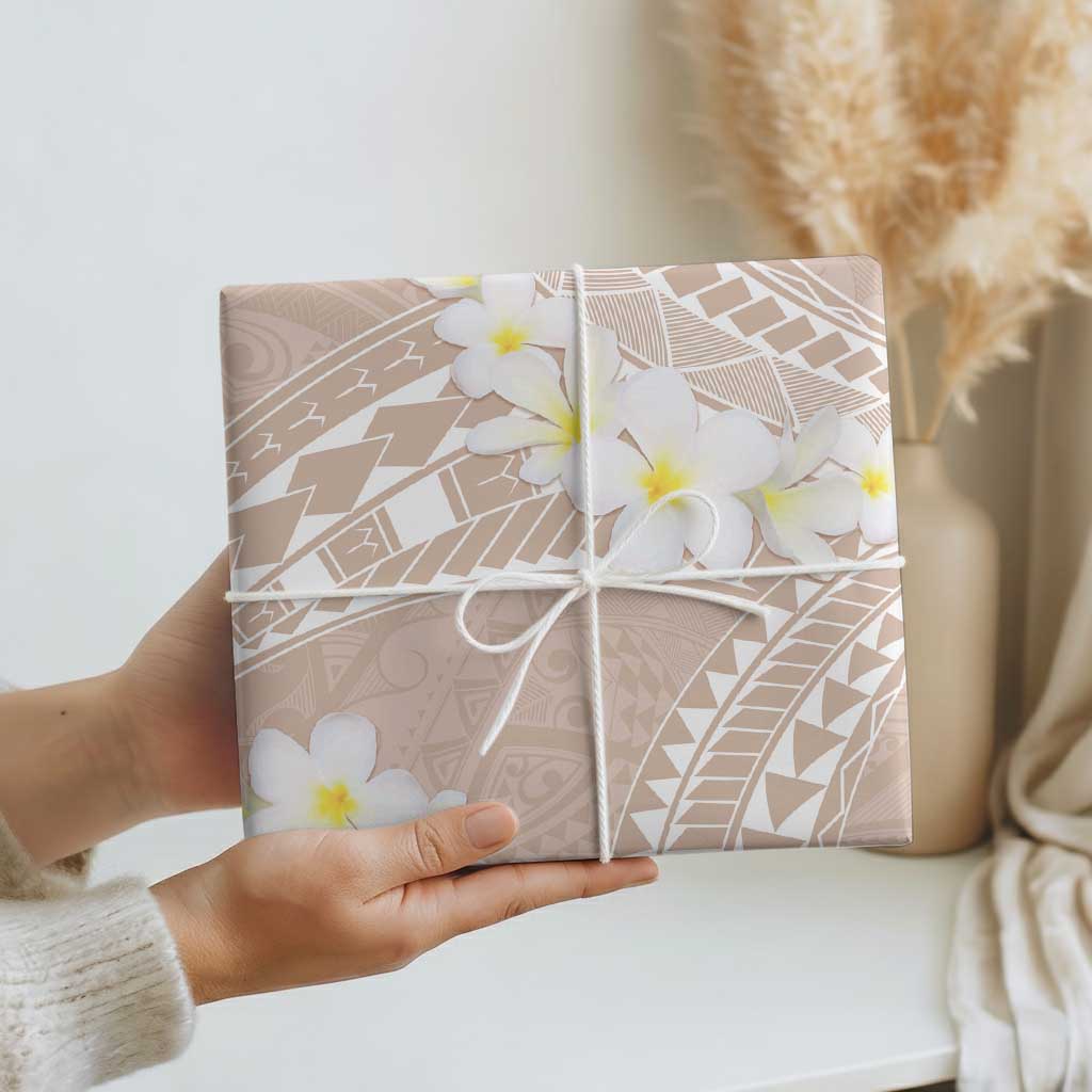 Polynesian Vintage Floral Wrapping Paper Beige Motifs