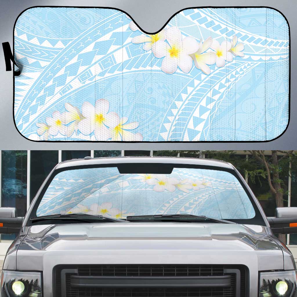 Polynesian Vintage Floral Auto Sun Shade Azure Motifs - Polynesian Pride