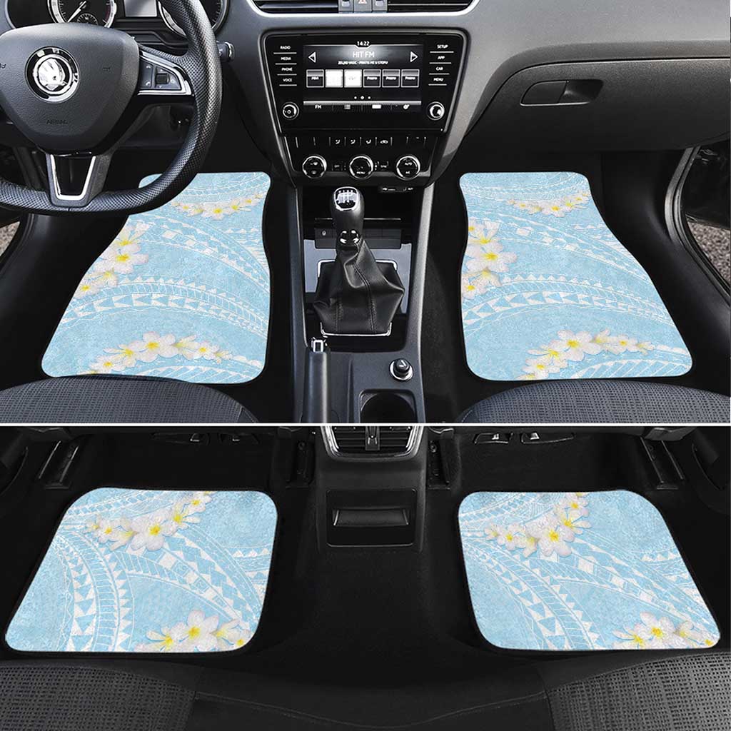 Polynesian Vintage Floral Car Mats Azure Motifs LT7 Set 4pcs Azure - Polynesian Pride