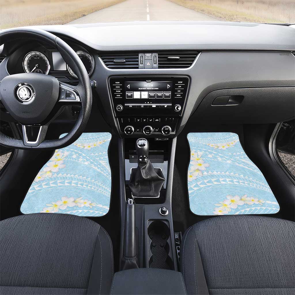 Polynesian Vintage Floral Car Mats Azure Motifs LT7 Set 2pcs - Front Azure - Polynesian Pride