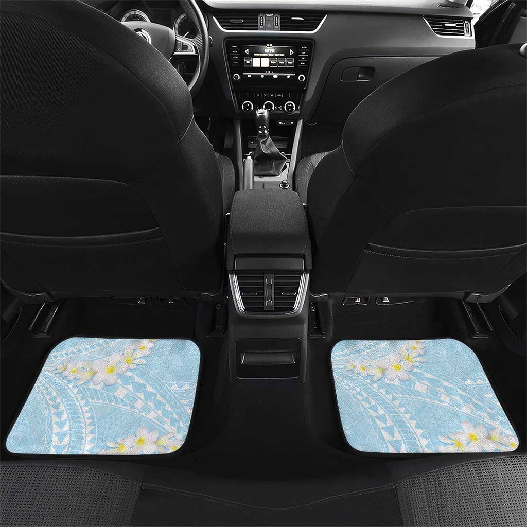 Polynesian Vintage Floral Car Mats Azure Motifs LT7 Set 2pcs - Back Azure - Polynesian Pride