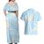 Polynesian Vintage Floral Couples Matching Off Shoulder Maxi Dress and Hawaiian Shirt Azure Motifs - Polynesian Pride