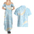 Polynesian Vintage Floral Couples Matching Summer Maxi Dress and Hawaiian Shirt Azure Motifs - Polynesian Pride