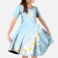 Polynesian Vintage Floral Family Matching Long Sleeve Bodycon Dress and Hawaiian Shirt Azure Motifs LT7 Daughter's Dress Azure - Polynesian Pride