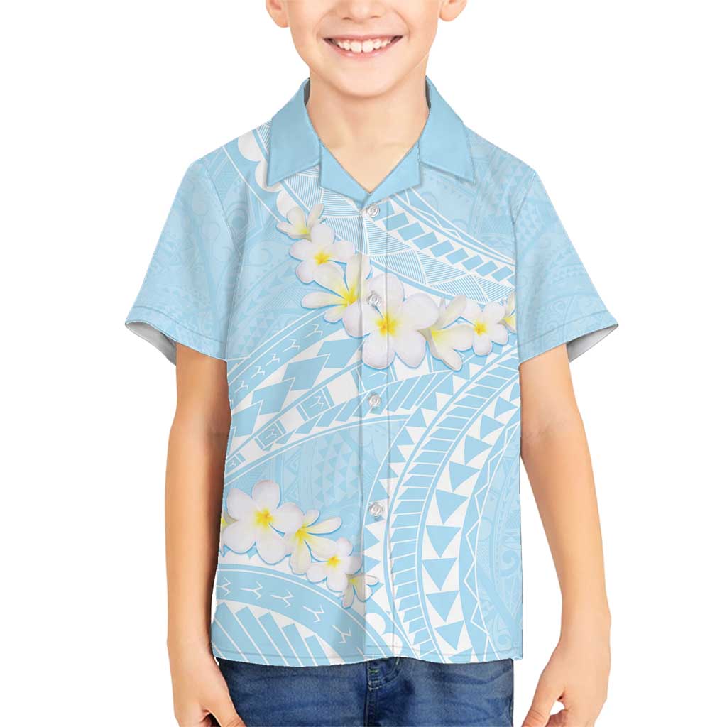 Polynesian Vintage Floral Family Matching Off Shoulder Short Dress and Hawaiian Shirt Azure Motifs - Polynesian Pride