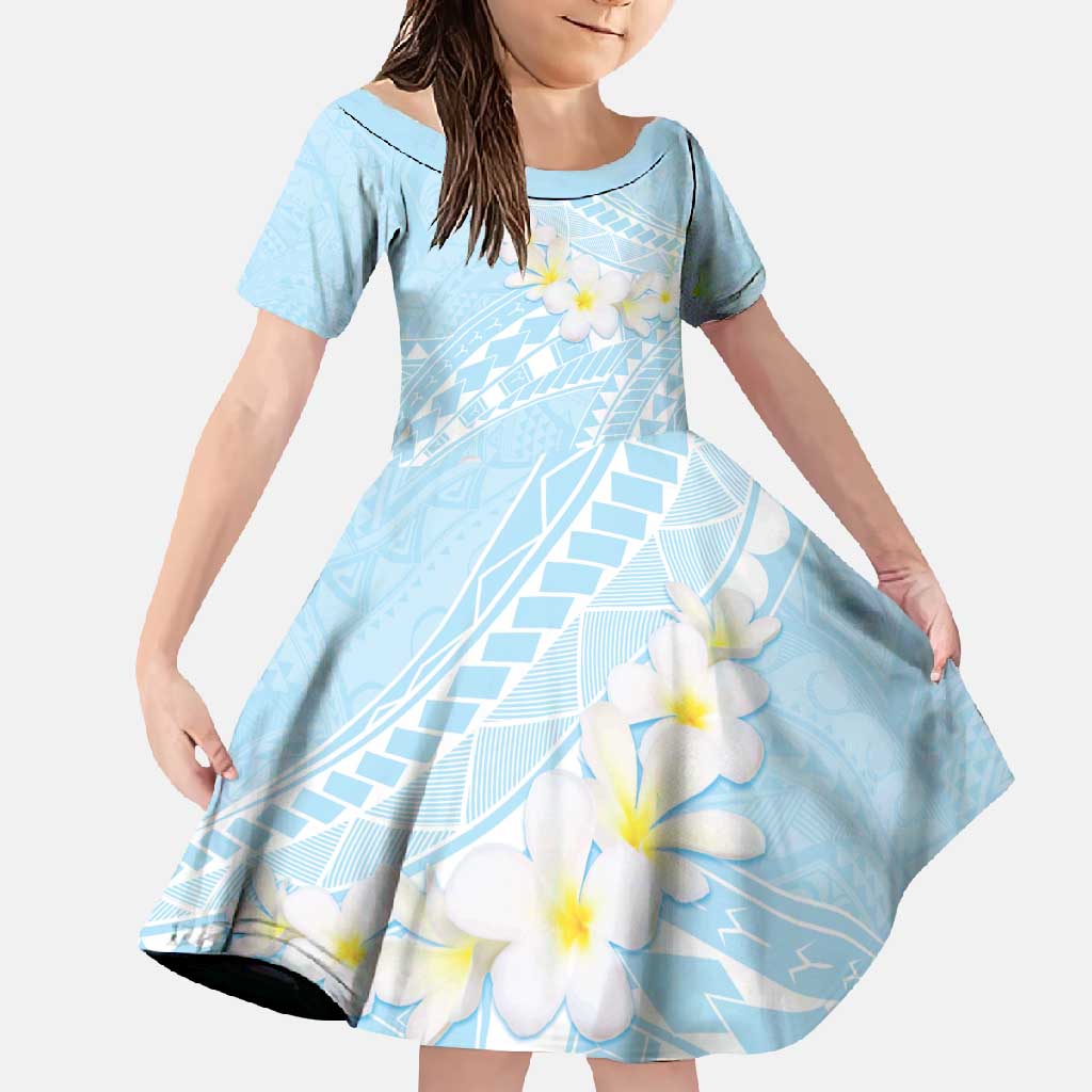 Polynesian Vintage Floral Family Matching Tank Maxi Dress and Hawaiian Shirt Azure Motifs LT7 Daughter's Dress Azure - Polynesian Pride
