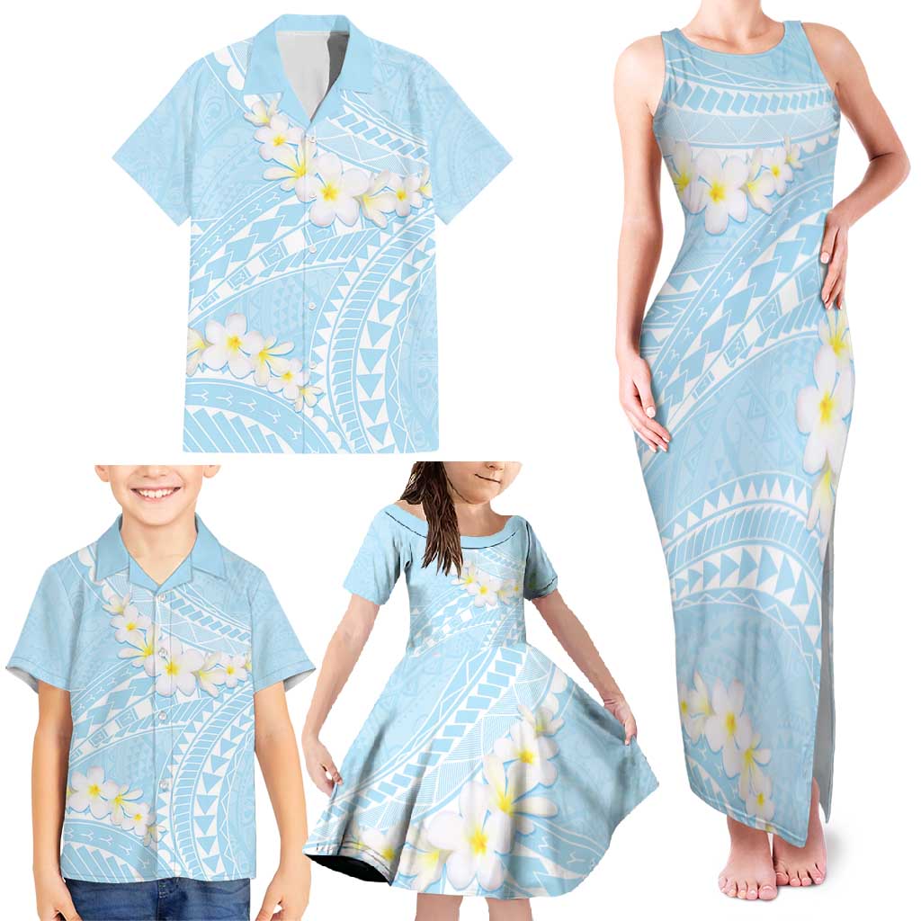 Polynesian Vintage Floral Family Matching Tank Maxi Dress and Hawaiian Shirt Azure Motifs LT7 - Polynesian Pride
