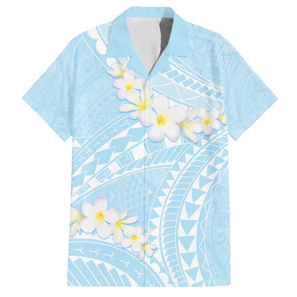 Polynesian Vintage Floral Family Matching Tank Maxi Dress and Hawaiian Shirt Azure Motifs LT7 Dad's Shirt - Short Sleeve Azure - Polynesian Pride