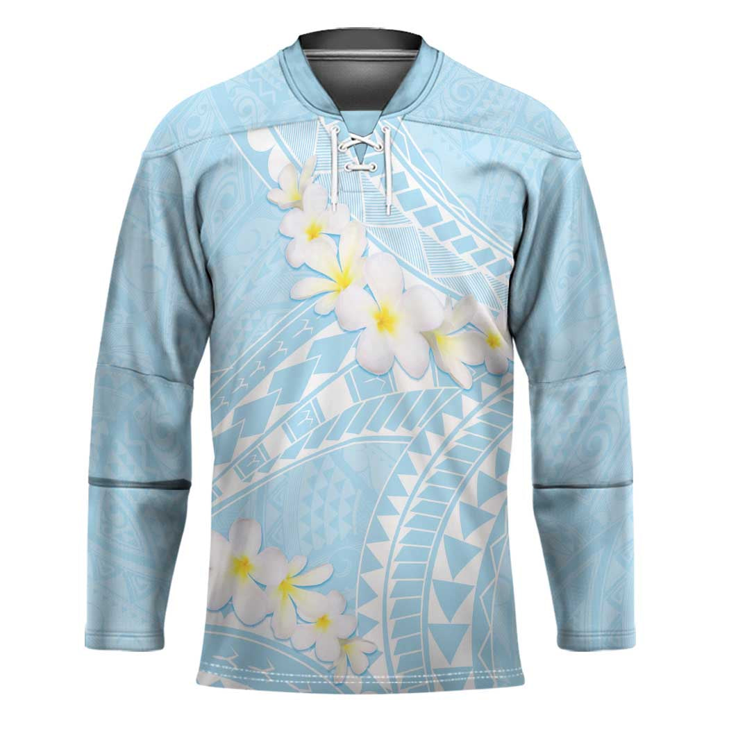 Polynesian Vintage Floral Hockey Jersey Azure Motifs - Polynesian Pride
