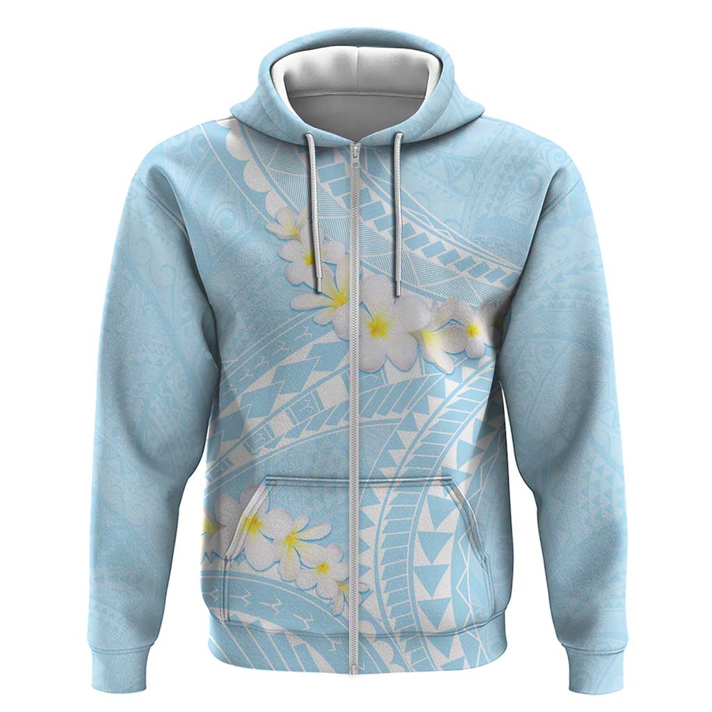 Polynesian Vintage Floral Hoodie Azure Motifs - Polynesian Pride