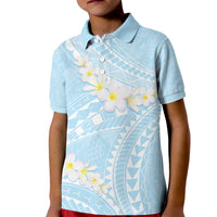 Polynesian Vintage Floral Kid Polo Shirt Azure Motifs - Polynesian Pride