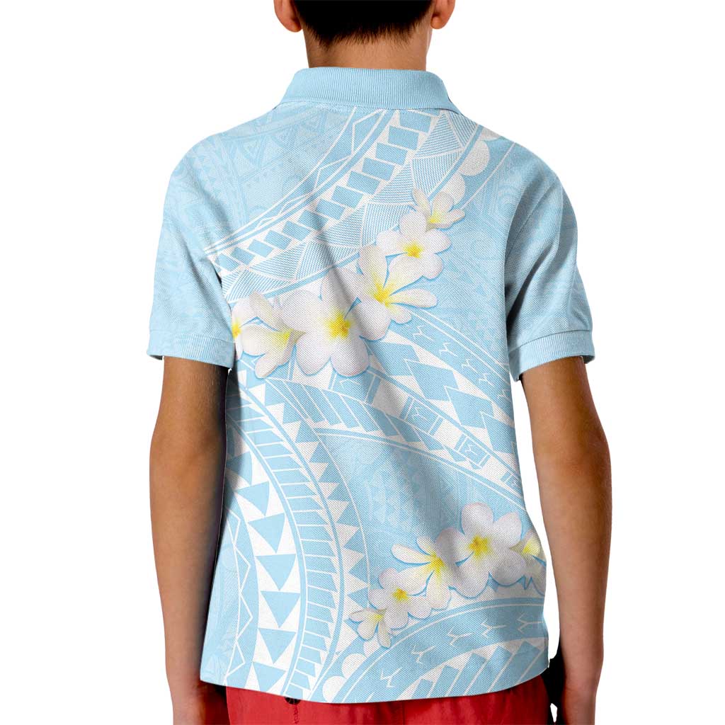 Polynesian Vintage Floral Kid Polo Shirt Azure Motifs - Polynesian Pride