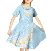Polynesian Vintage Floral Kid Short Sleeve Dress Azure Motifs - Polynesian Pride