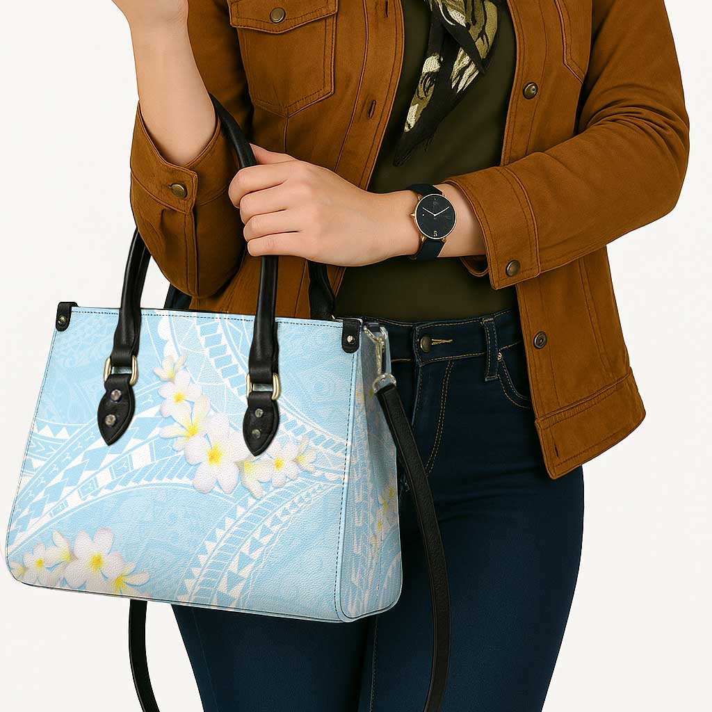 Polynesian Vintage Floral Leather Bag Azure Motifs - Polynesian Pride