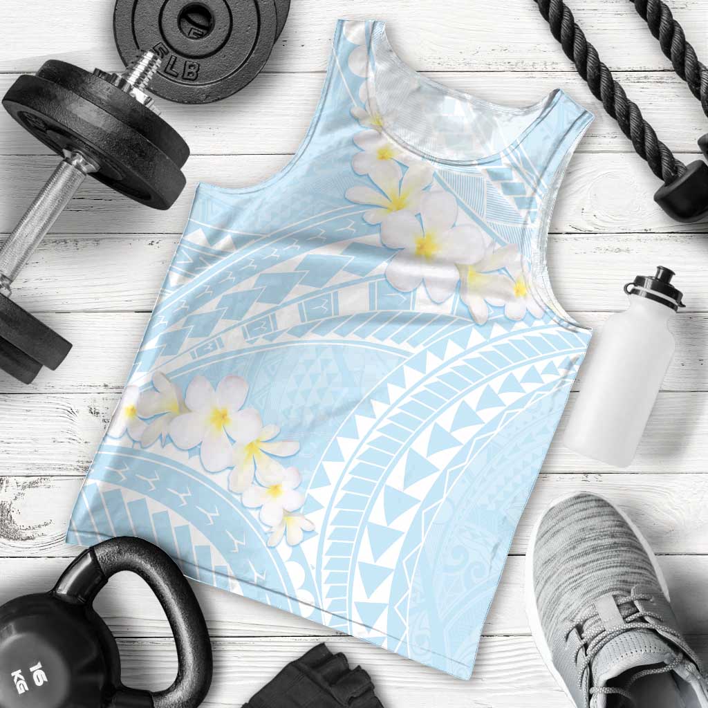 Polynesian Vintage Floral Men Tank Top Azure Motifs - Polynesian Pride