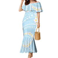 Polynesian Vintage Floral Mermaid Dress Azure Motifs - Polynesian Pride