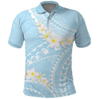 Polynesian Vintage Floral Polo Shirt Azure Motifs - Polynesian Pride
