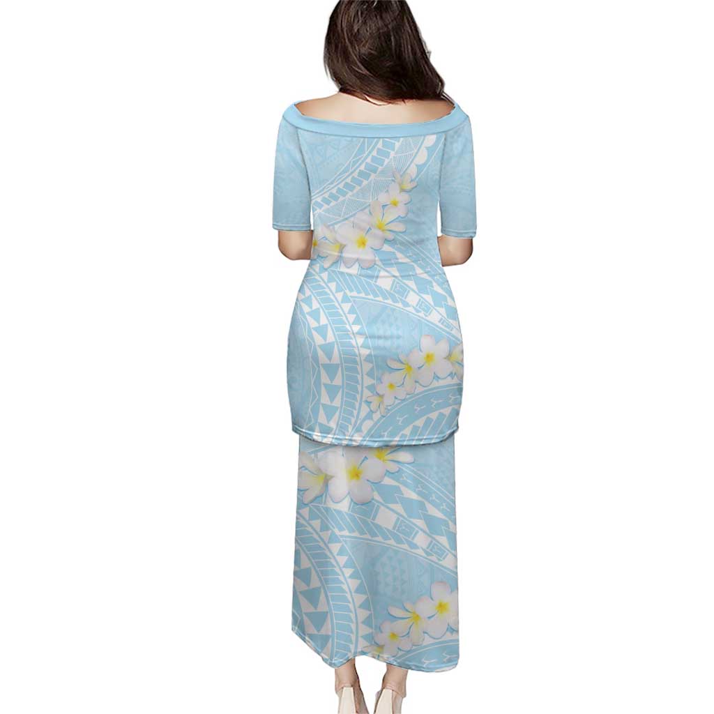 Polynesian Vintage Floral Puletasi Azure Motifs - Polynesian Pride