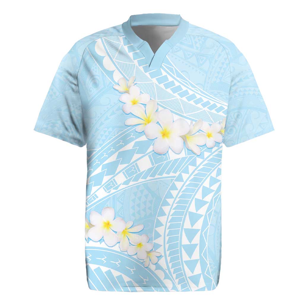 Polynesian Vintage Floral Rugby Jersey Azure Motifs - Polynesian Pride