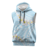 Polynesian Vintage Floral Sleeveless Hoodie Azure Motifs LT7 Azure - Polynesian Pride
