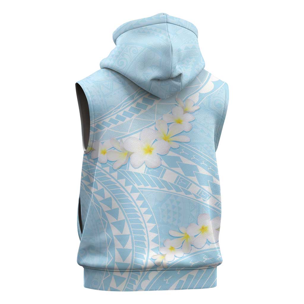 Polynesian Vintage Floral Sleeveless Hoodie Azure Motifs LT7 - Polynesian Pride