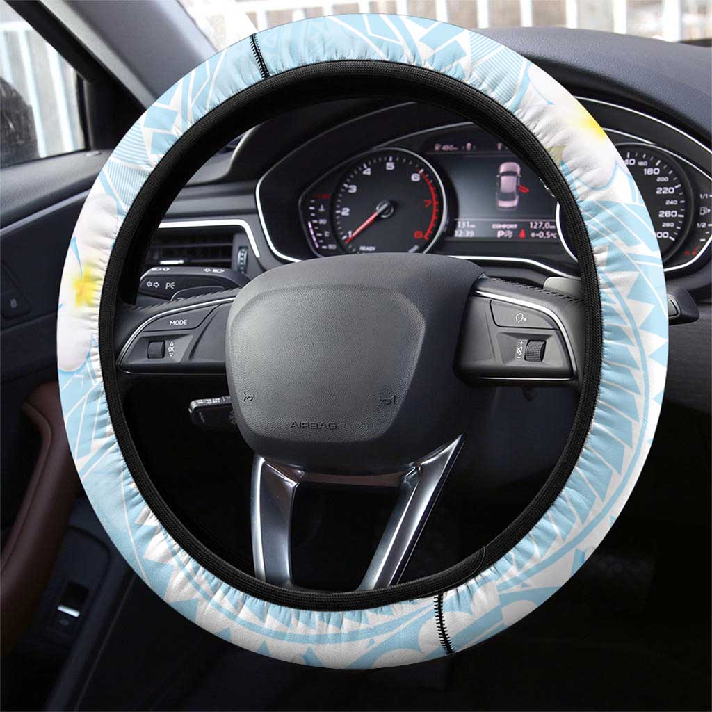 Polynesian Vintage Floral Steering Wheel Cover Azure Motifs - Polynesian Pride