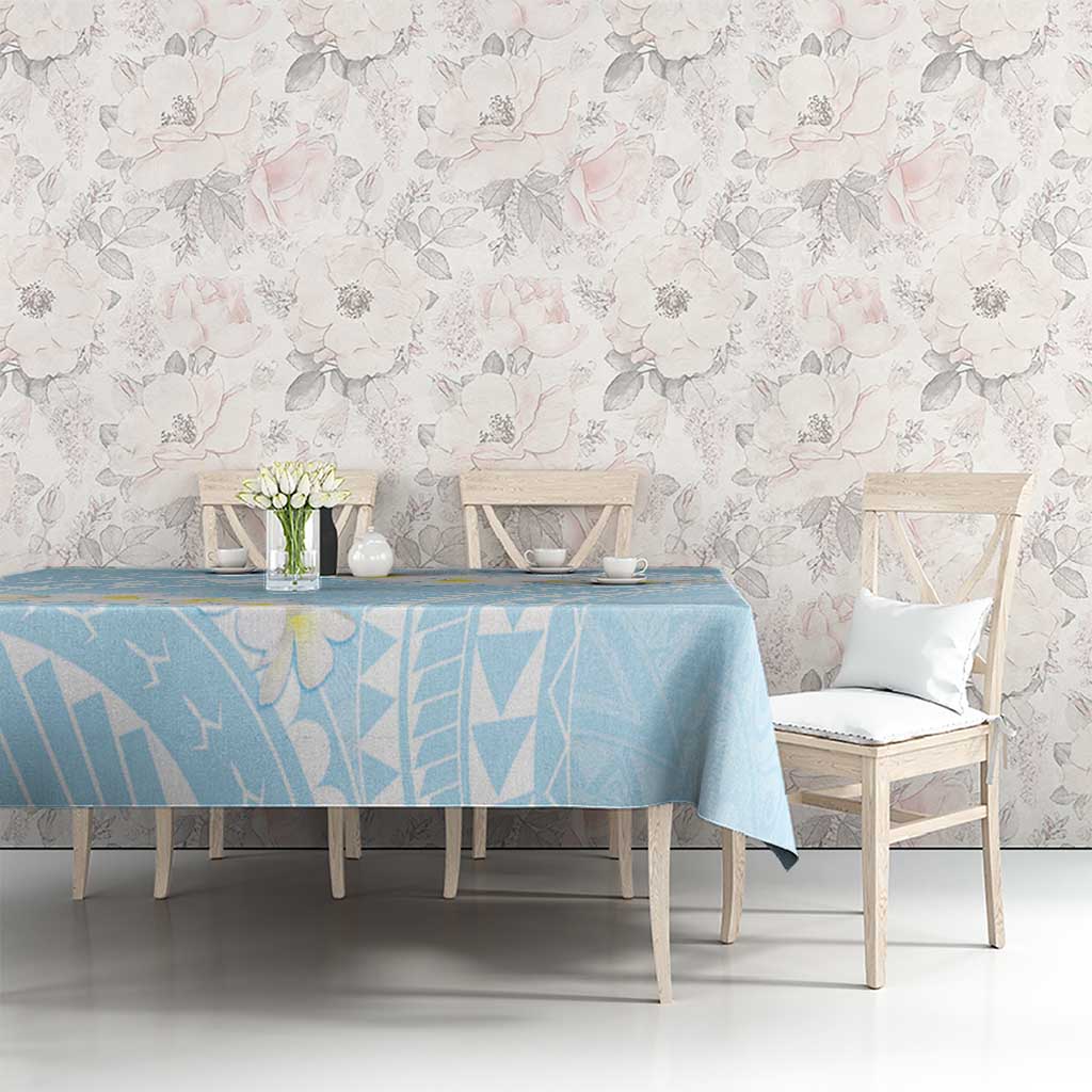 Polynesian Vintage Floral Tablecloth Azure Motifs - Polynesian Pride