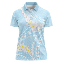 Polynesian Vintage Floral Women Polo Shirt Azure Motifs - Polynesian Pride