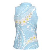 Polynesian Vintage Floral Women Sleeveless Polo Shirt Azure Motifs LT7 - Polynesian Pride