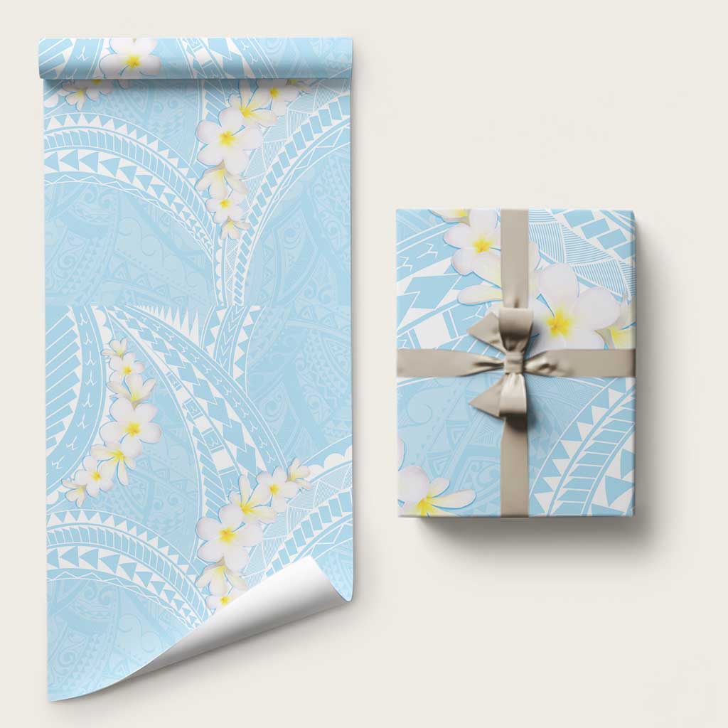Polynesian Vintage Floral Wrapping Paper Azure Motifs