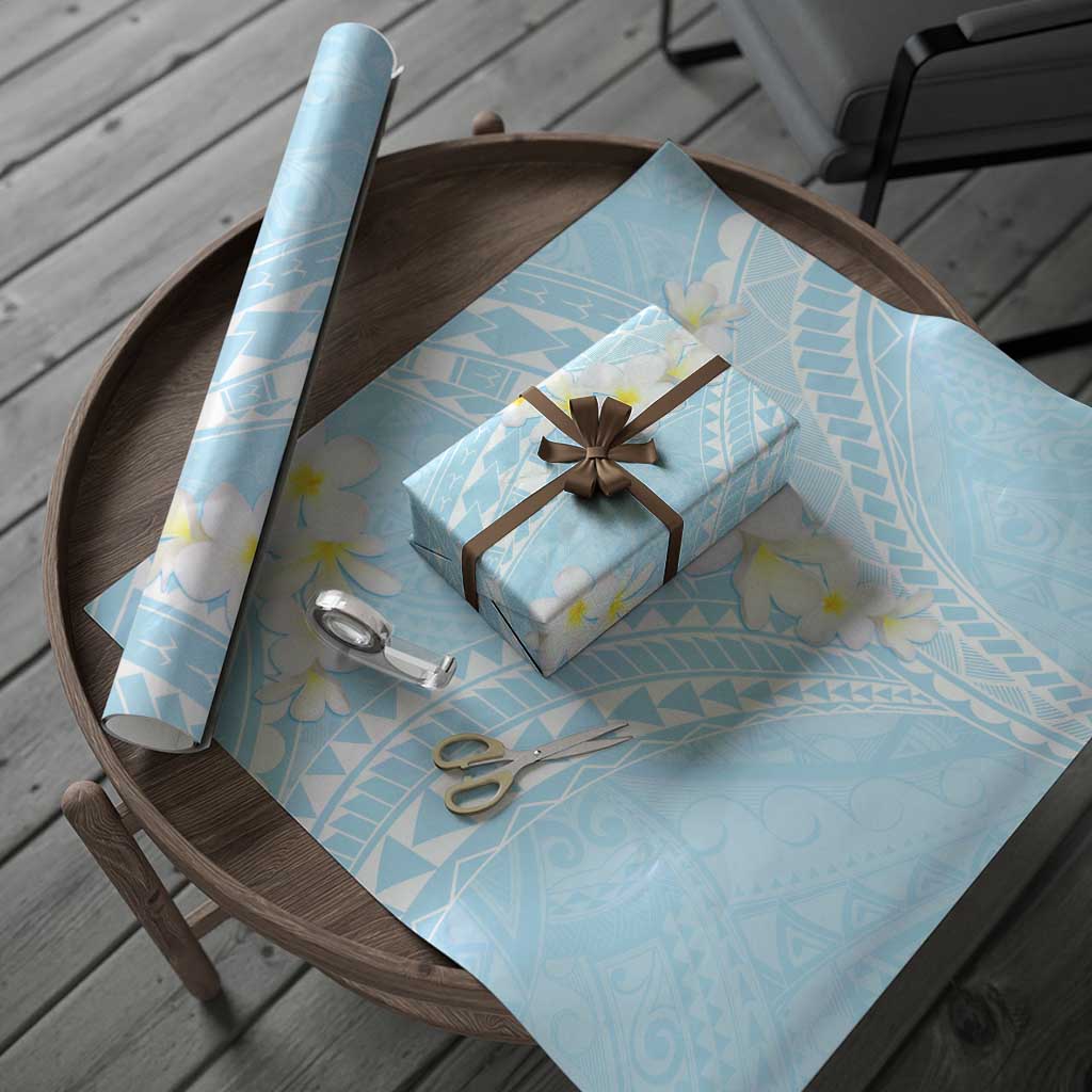 Polynesian Vintage Floral Wrapping Paper Azure Motifs